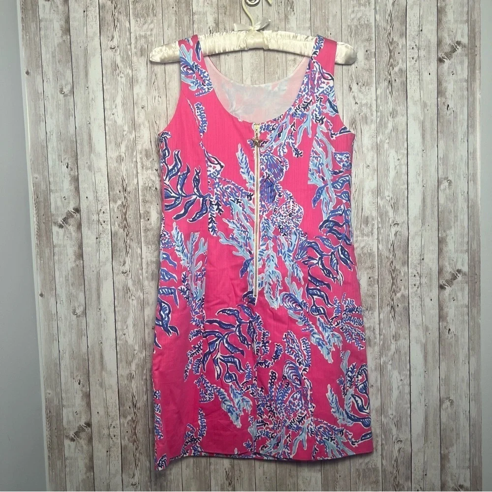 Lilly Pulitzer Pink and Blue Coral Print Shift Dress